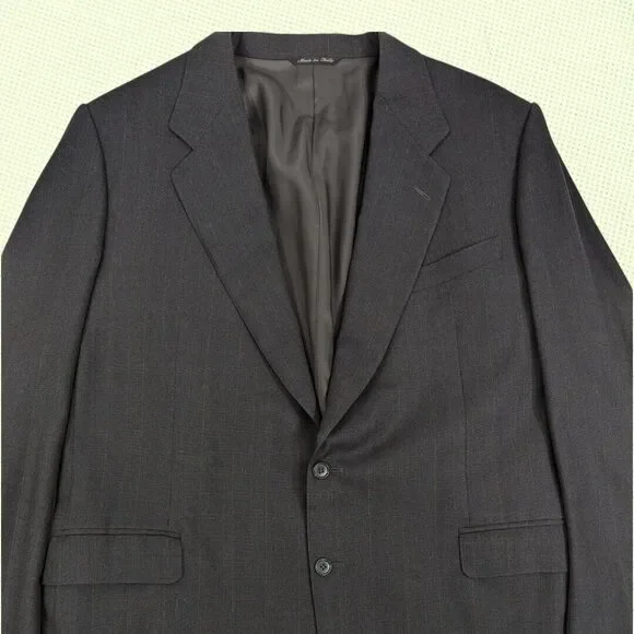 Canali Mens 50L Wool Blazer‎ Sport Jacket 2 Button Gray Striped Italy *Flaw*